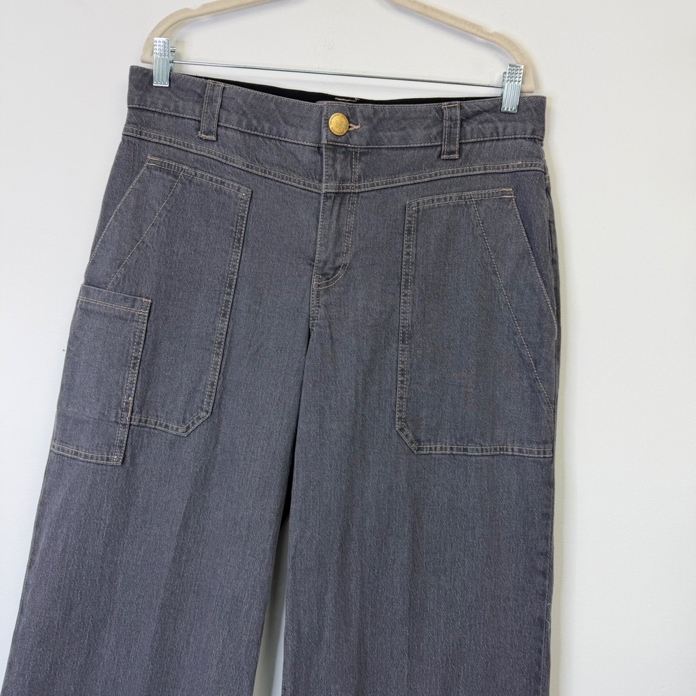 Democracy High Waist Wide Leg Carpenter Jeans Women's 12 Gray Ab Technology - Picture 9 of 10
